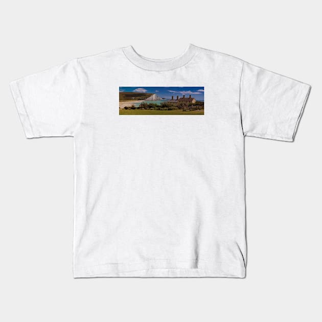 Coastguard Cottages and the Seven Sisters, England Kids T-Shirt by Chris Lord